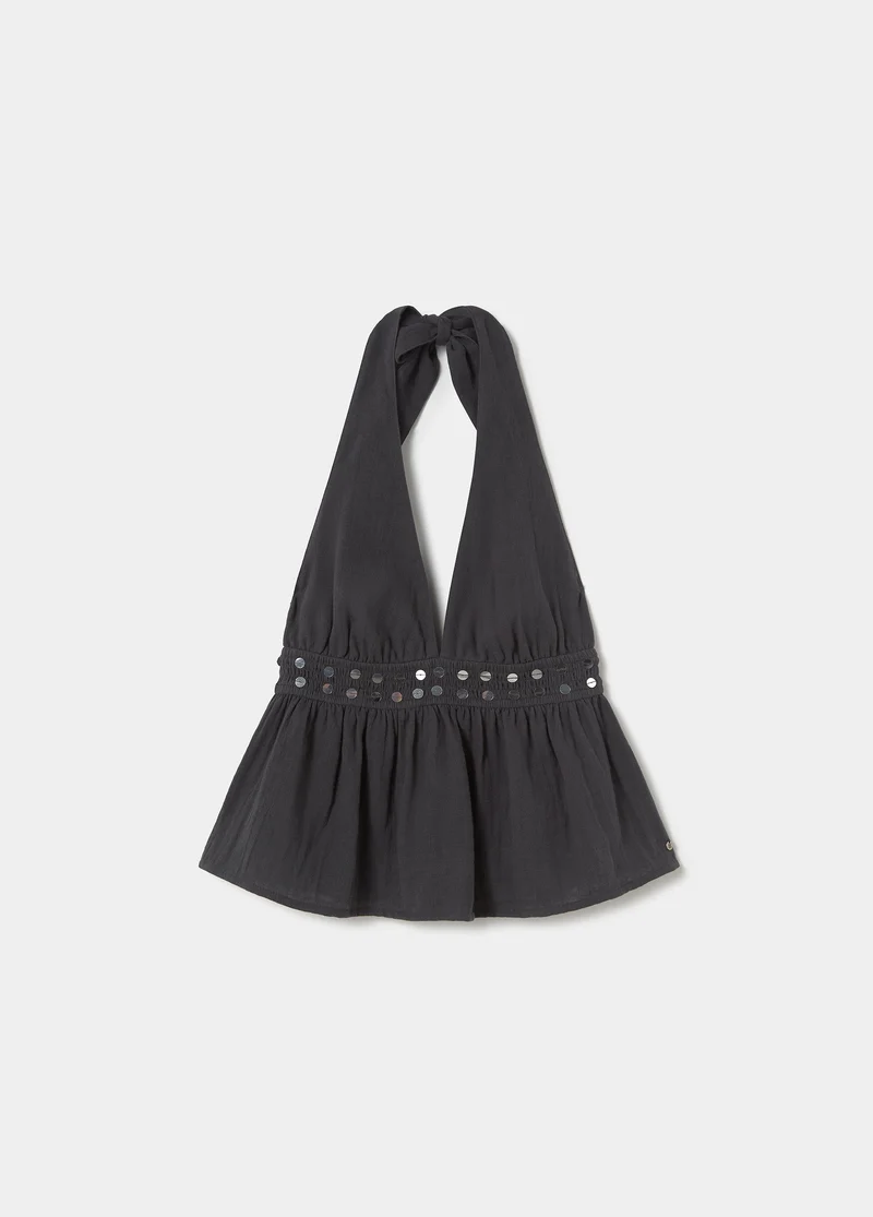 Strap top with mirror detail