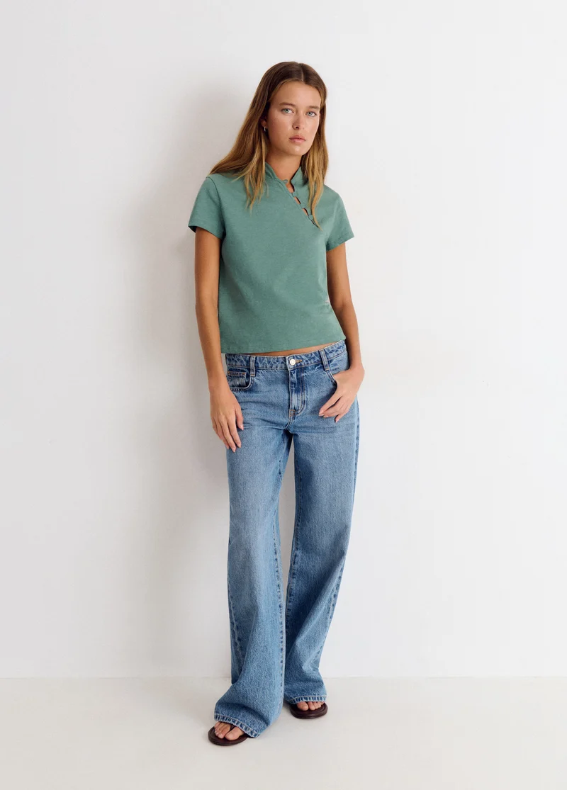 Oriental button-up T-shirt