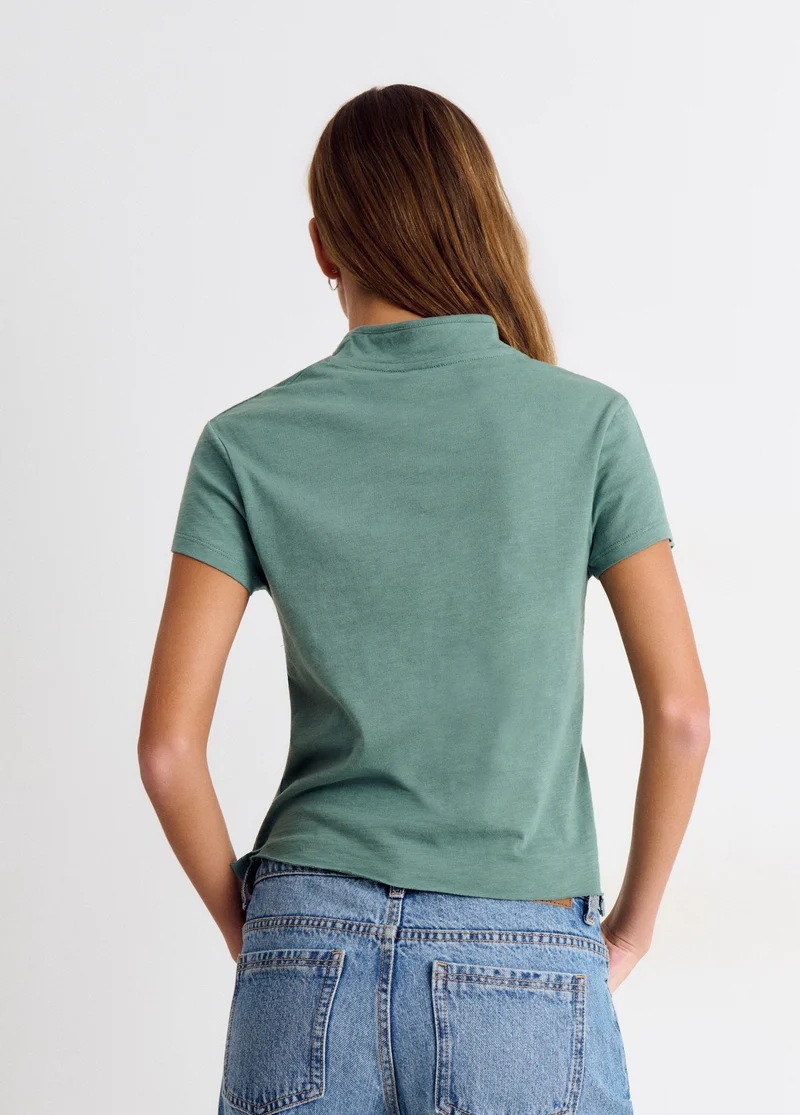 Oriental button-up T-shirt