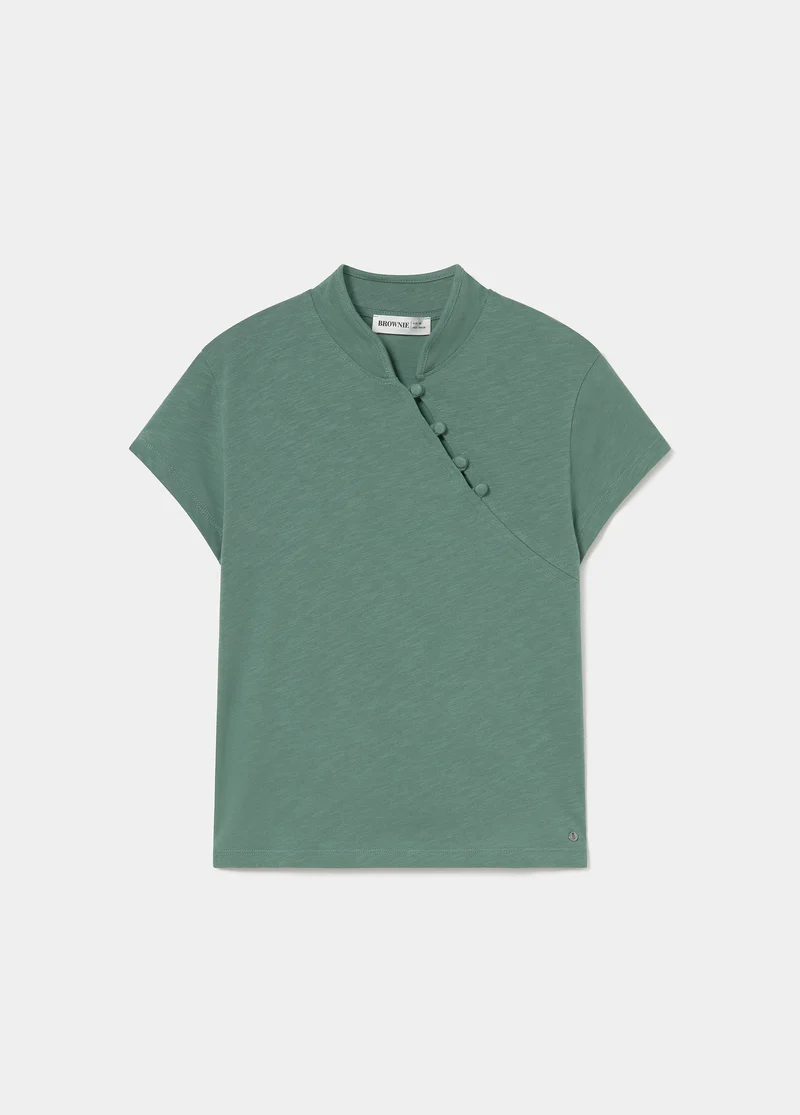 Oriental button-up T-shirt
