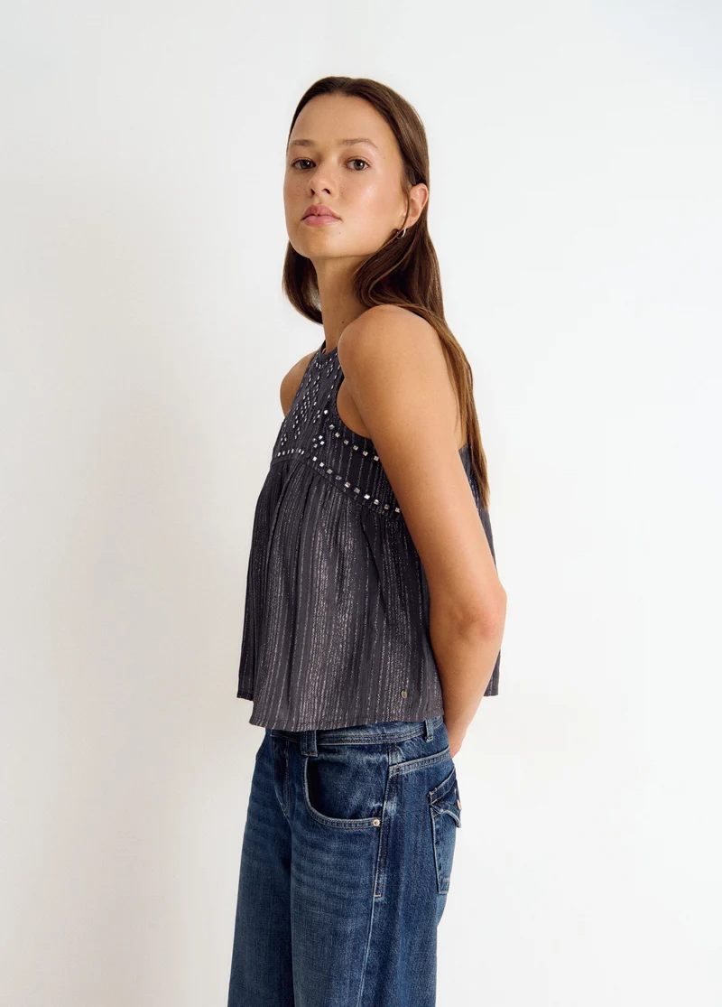 Halter top with mirror details