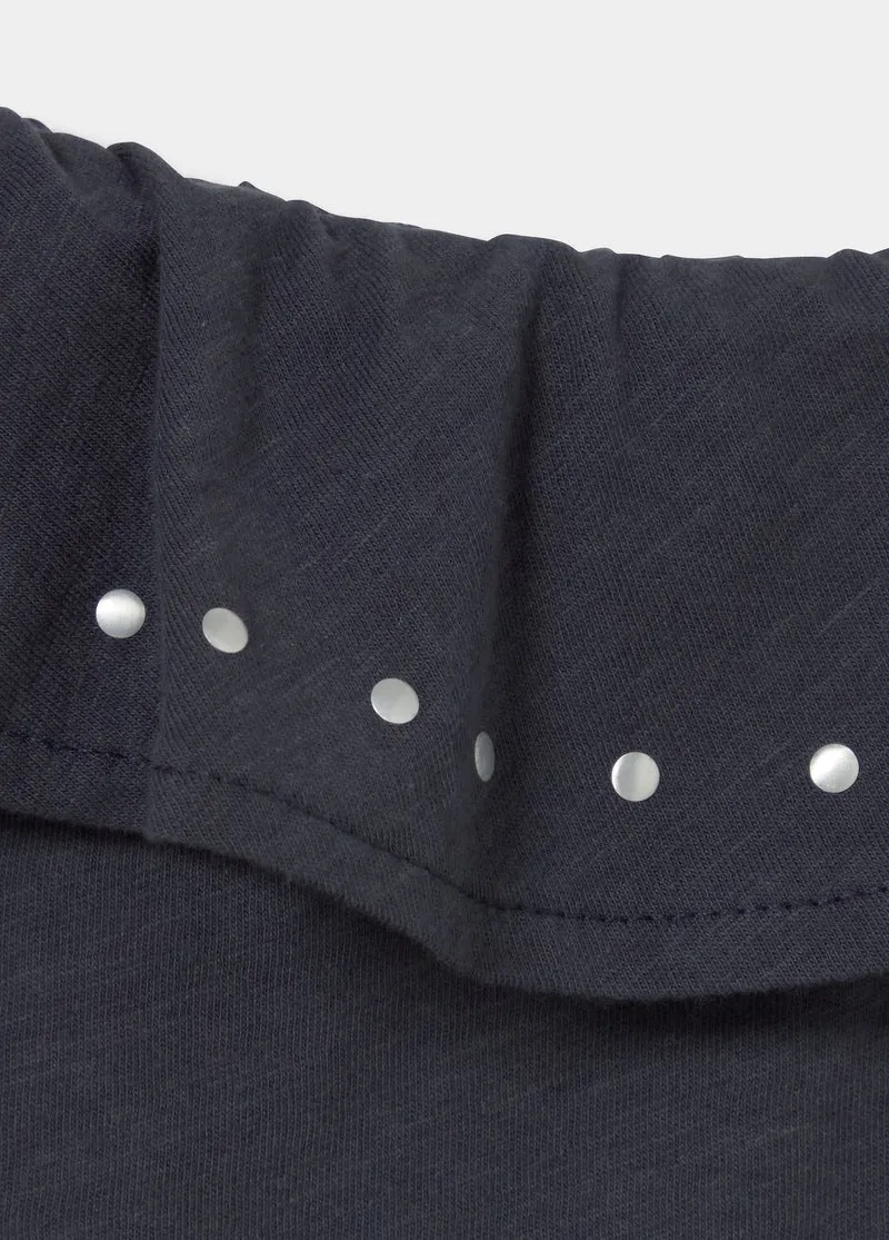 Asymmetric t-shirt ruffle with studs