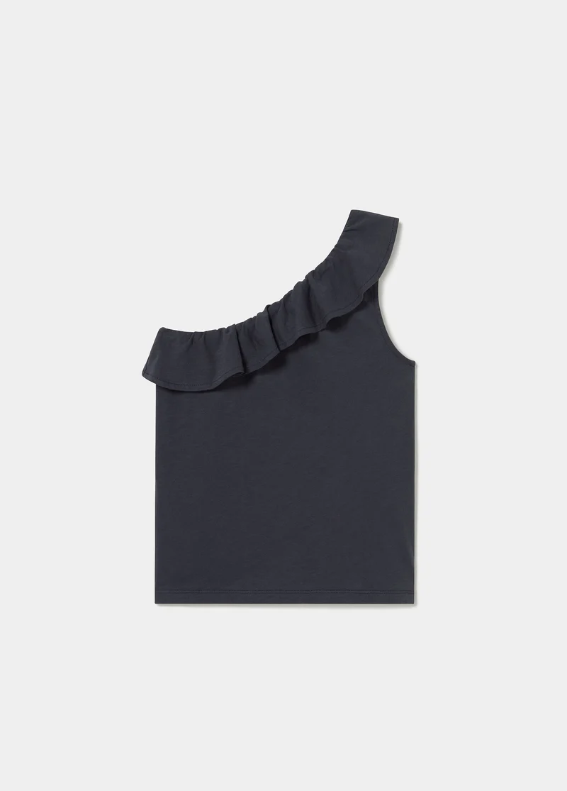Asymmetric t-shirt ruffle with studs