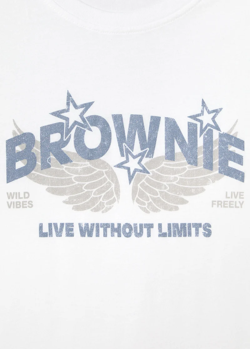 Glitter wings print t-shirt