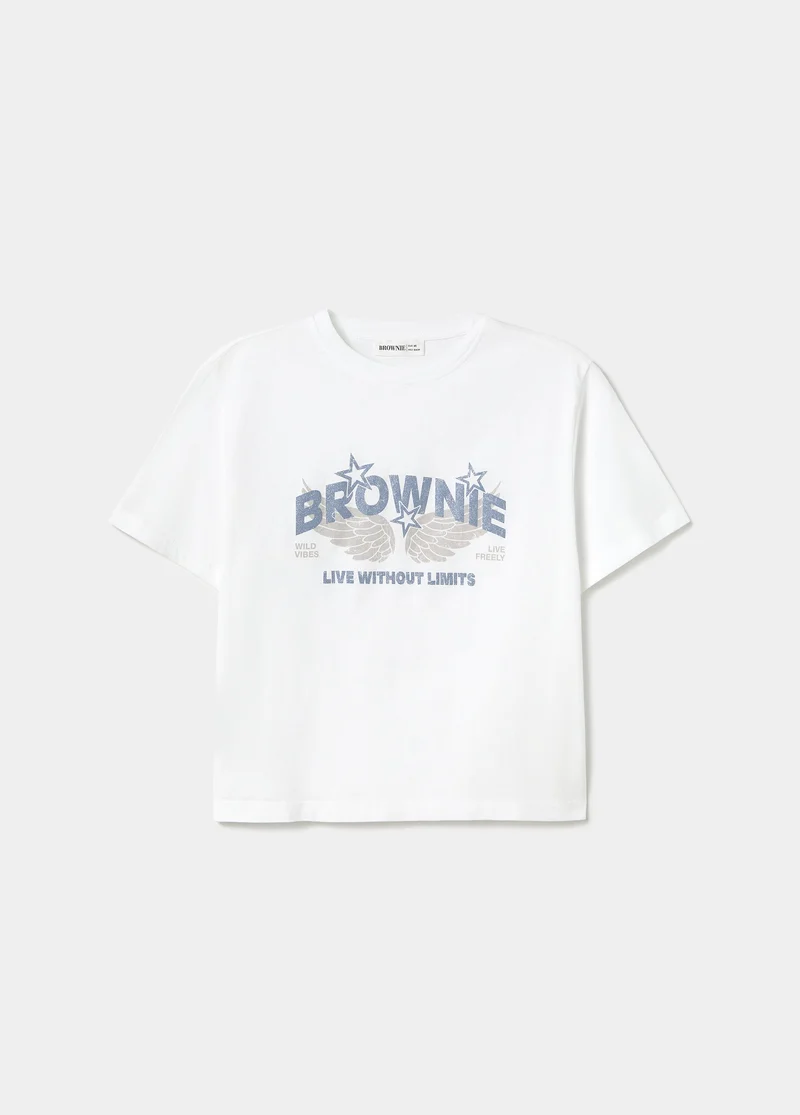 Glitter wings print t-shirt