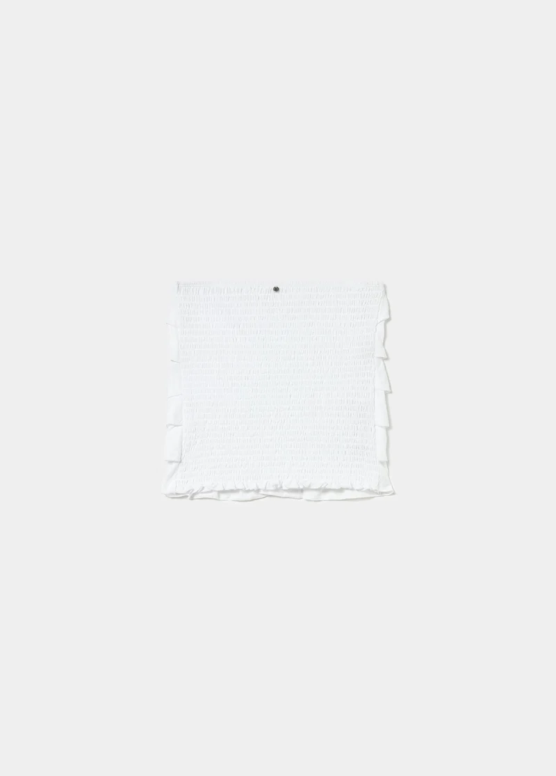 Smocked back top with multiple ruffles