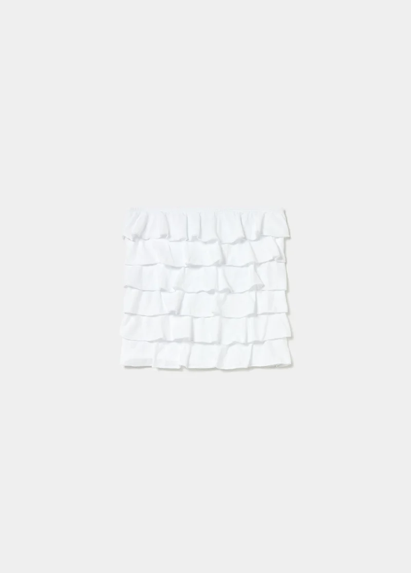 Smocked back top with multiple ruffles