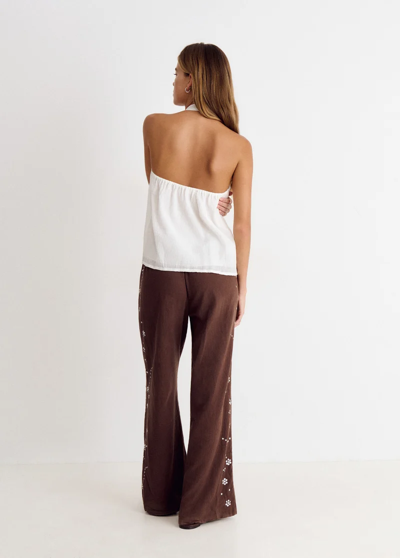 Halter top with open back
