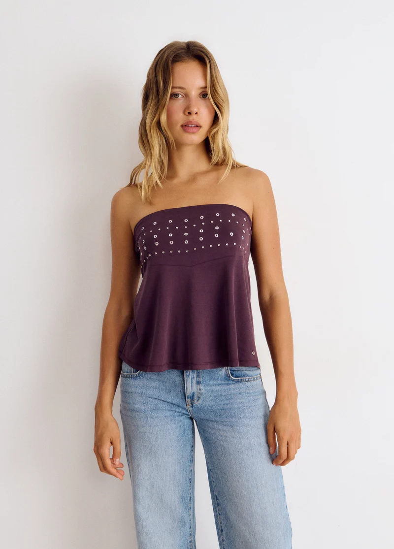 Studded bandeau top