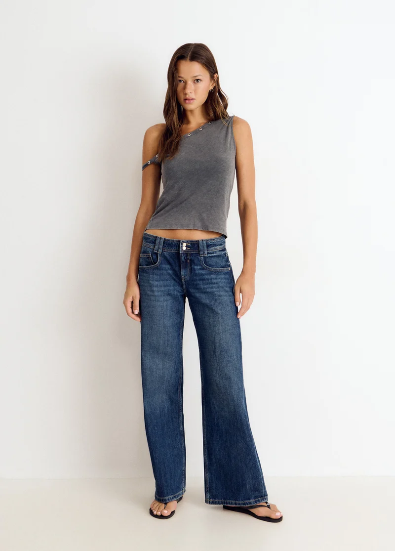 Asymmetric eyelets t-shirt