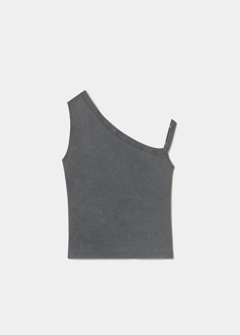 Asymmetric eyelets t-shirt