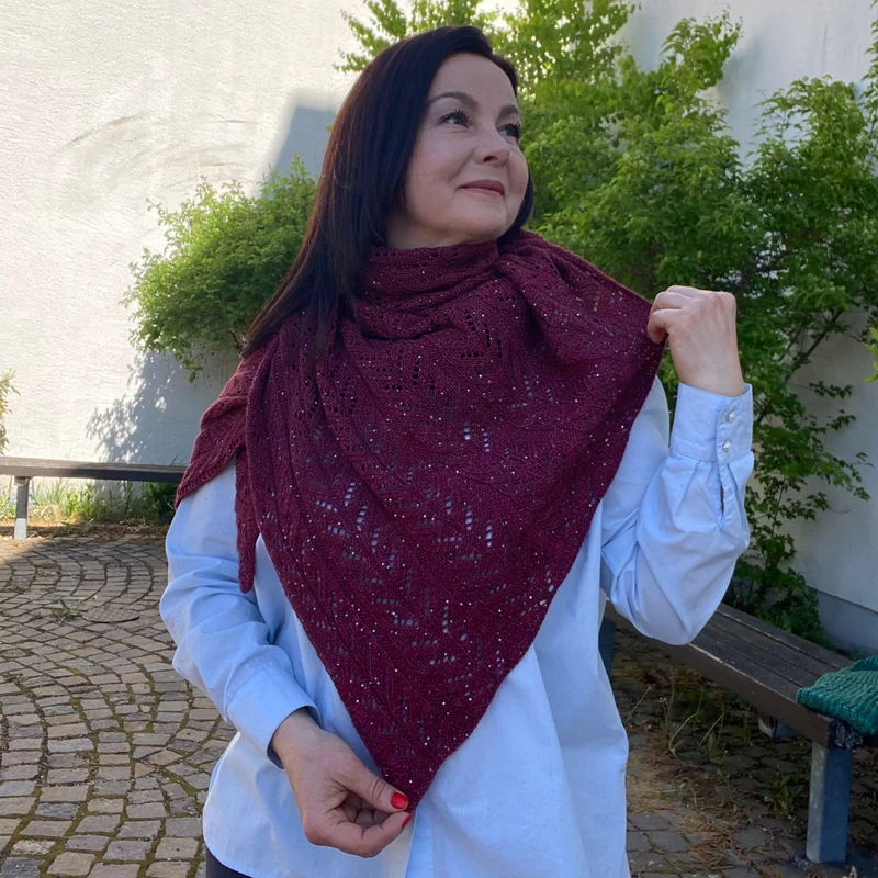 Strick-Anleitung Dreiecktuch ,,Marsala,,