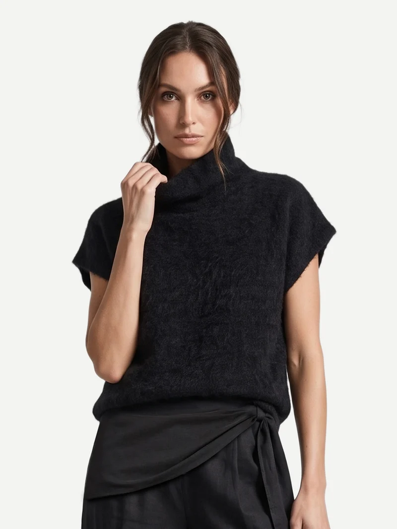 FENJA Strickbluse - Schwarz
