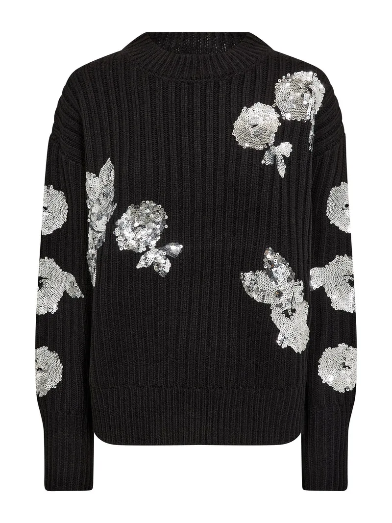 FENJA Bluse mit Pailletten Strick - Schwarz