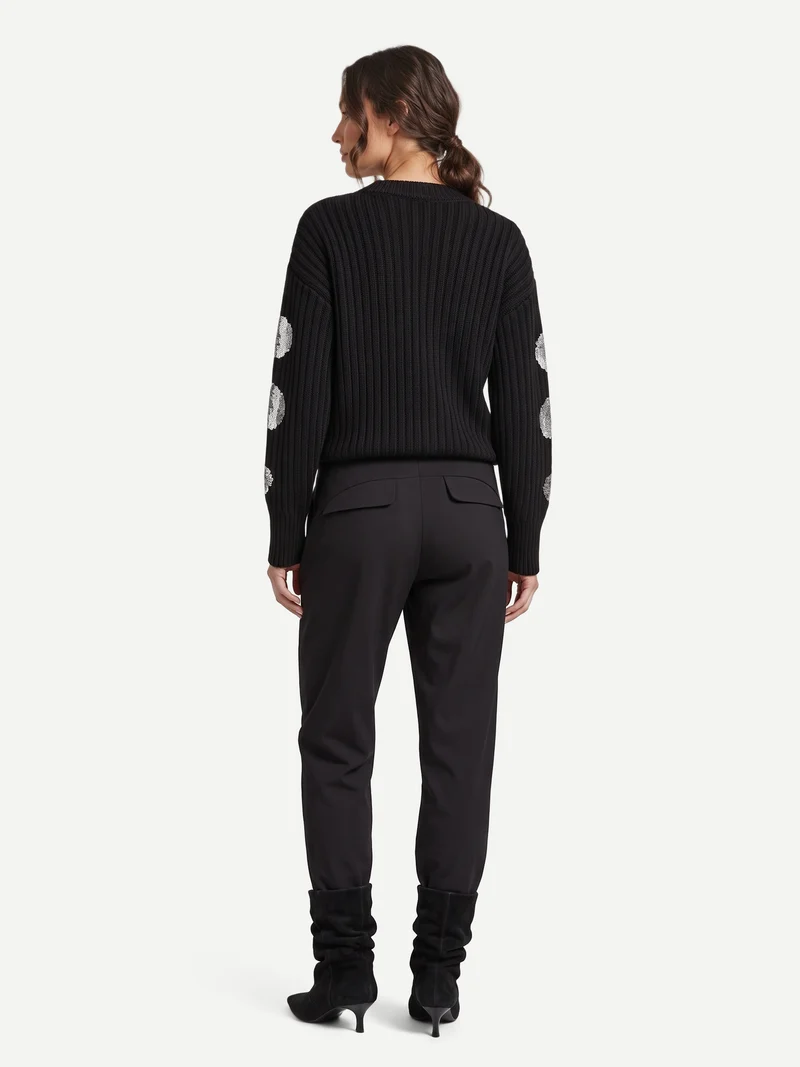 FENJA Bluse mit Pailletten Strick - Schwarz