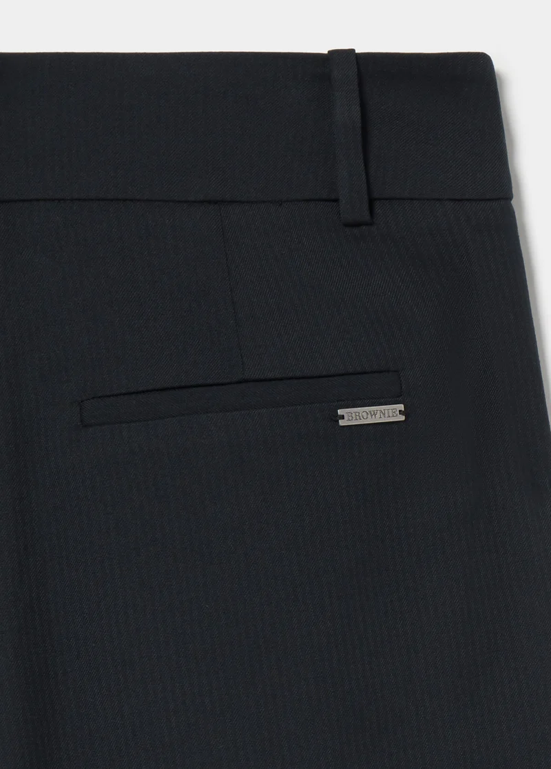 Plain faux-pleat trousers