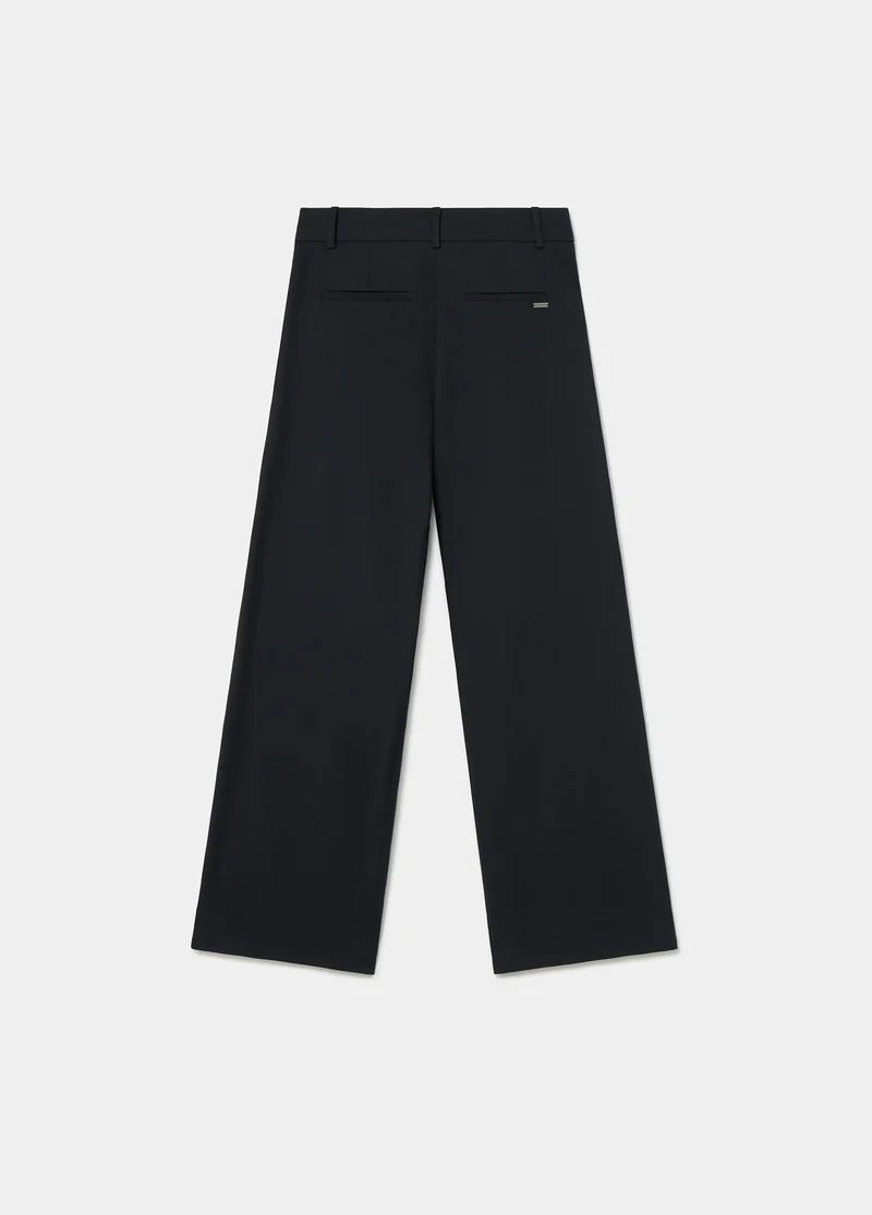 Plain faux-pleat trousers