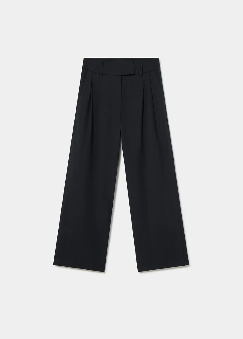 Plain faux-pleat trousers