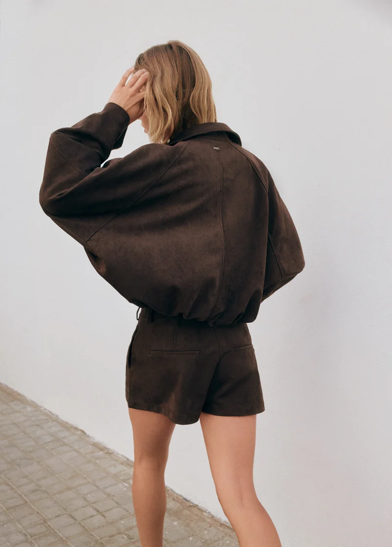 Suede-effect puffer jacket