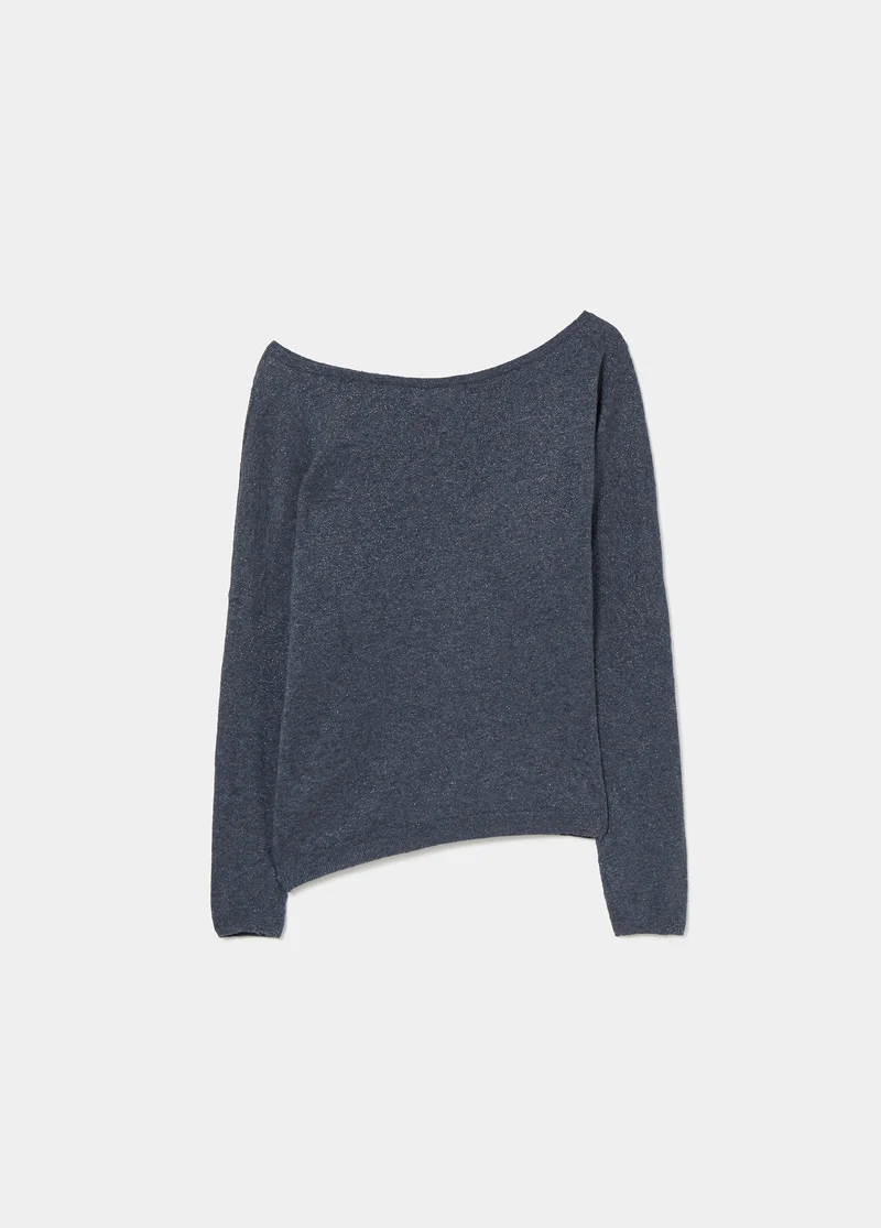 Metallic boat-neck sweater