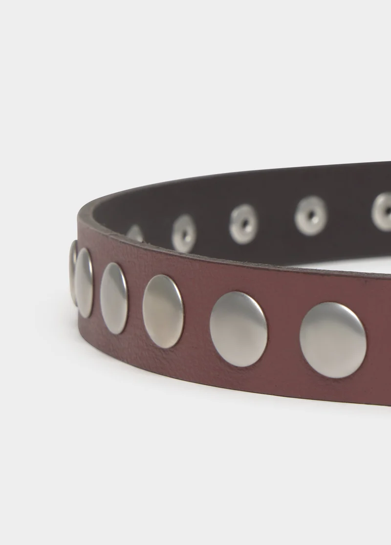 Thin leather studded belt