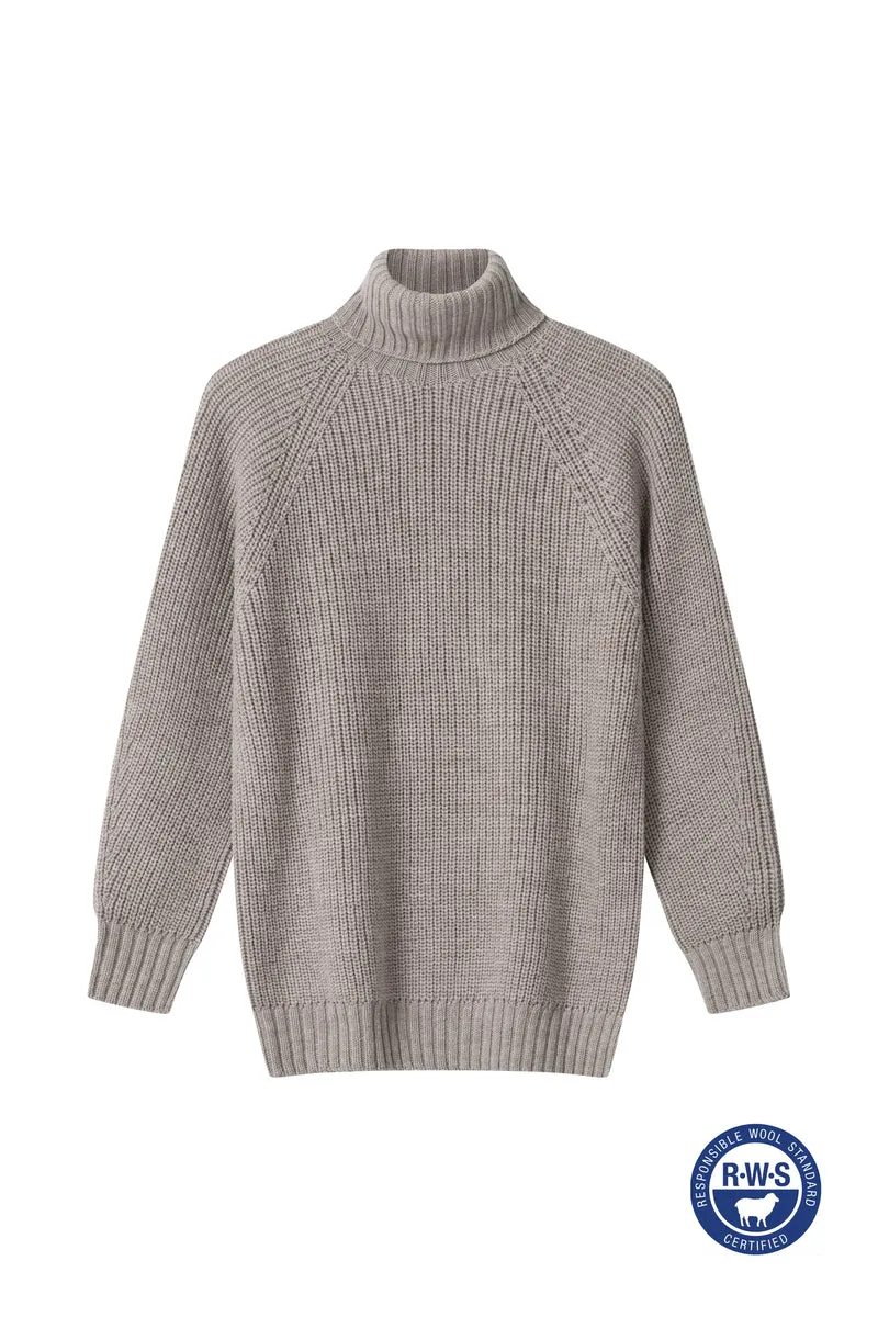 Grobstrick-Rollkragenpullover Nordkap Natur
