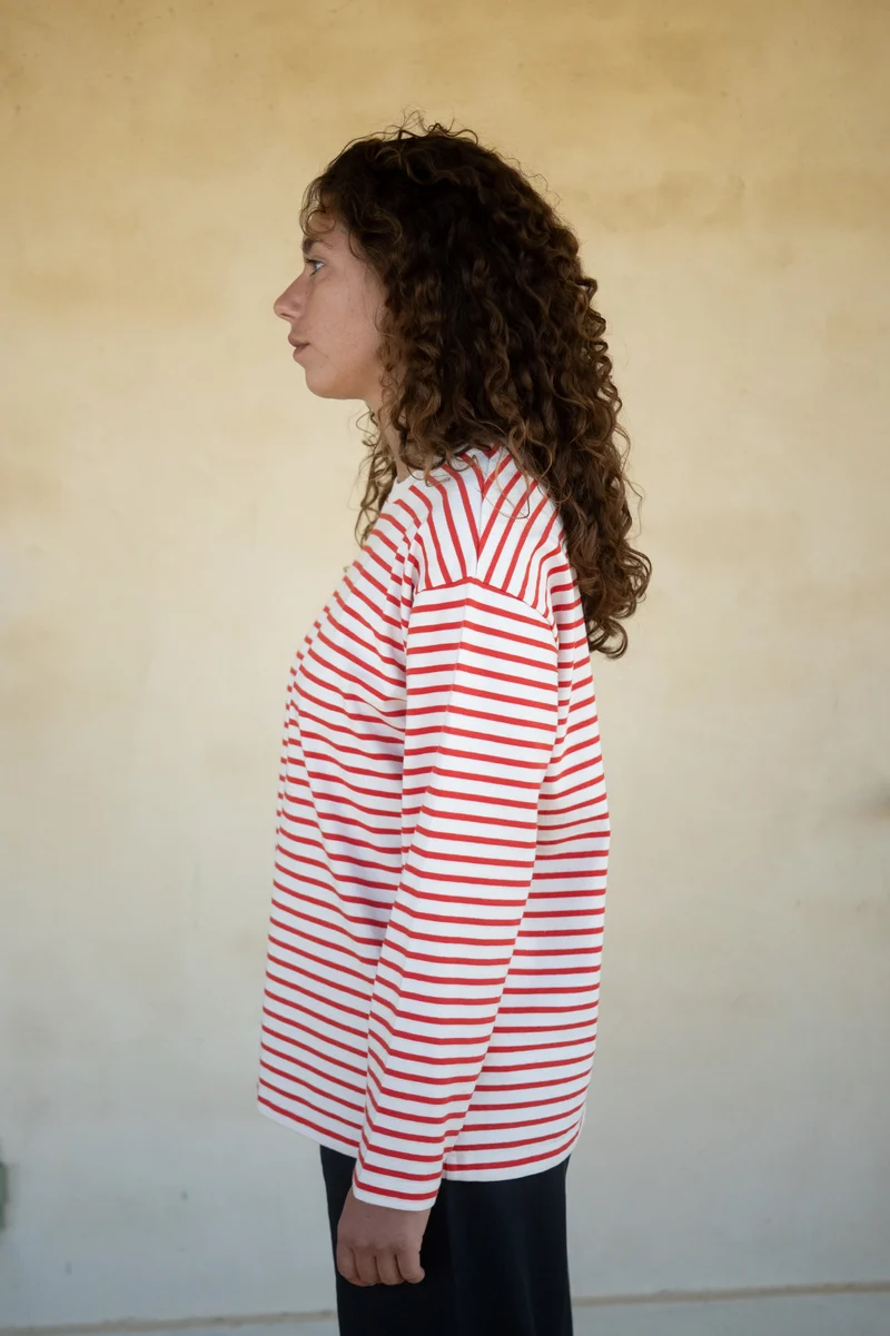 Longsleeve Stina naturweiß-rot