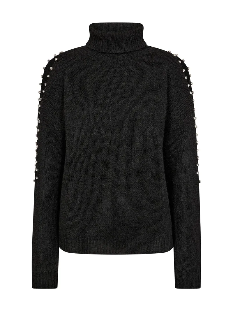 FIORA Strickbluse - Schwarz