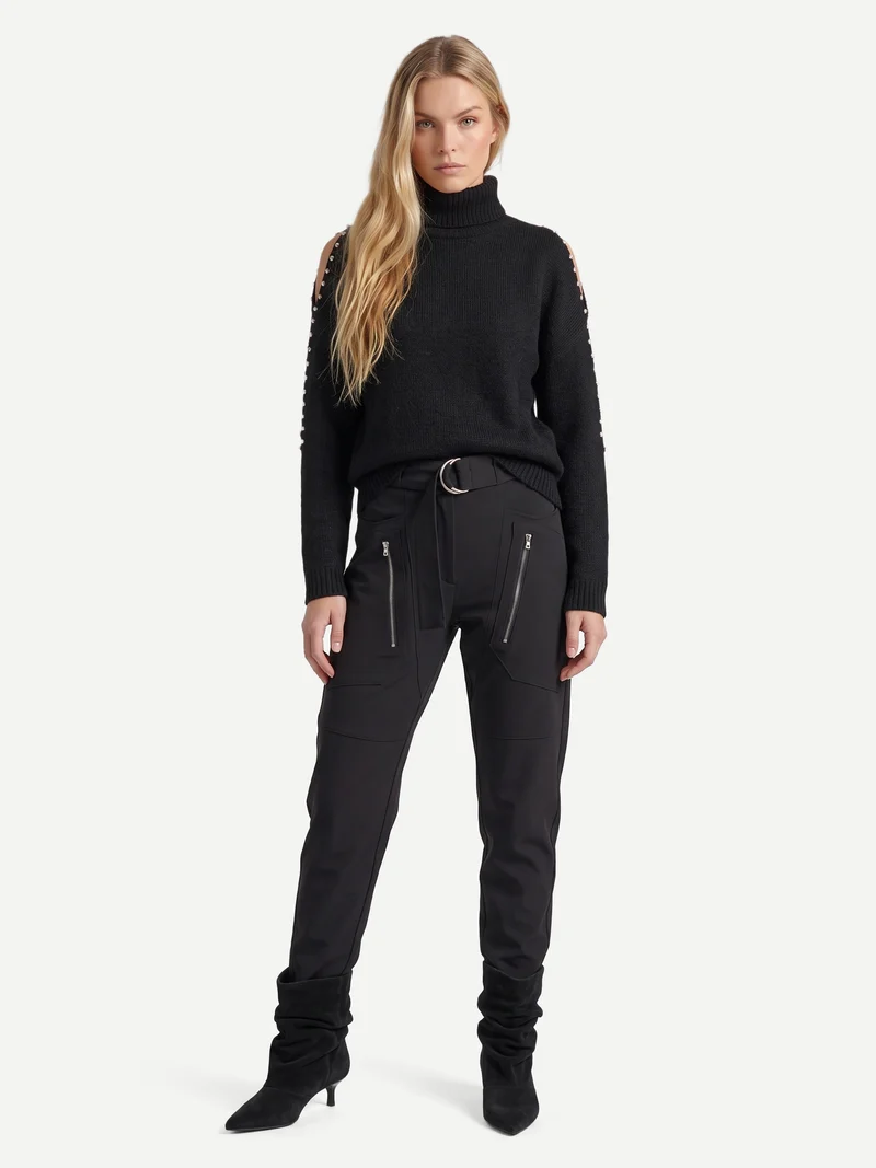 FIORA Strickbluse - Schwarz