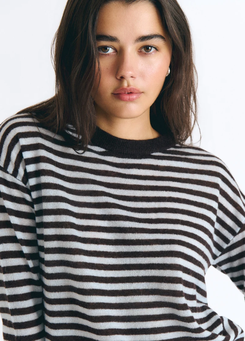 Striped crew-neck sweater