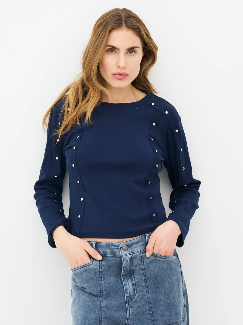 ERIN Langarm-T-Shirt - Navy