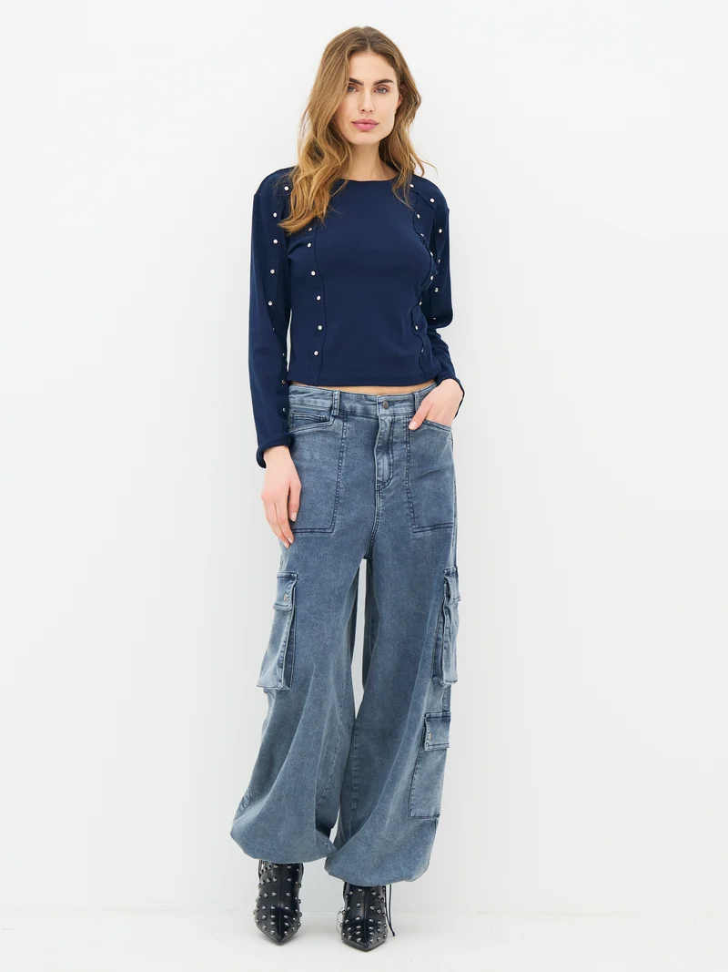 ERIN Langarm-T-Shirt - Navy