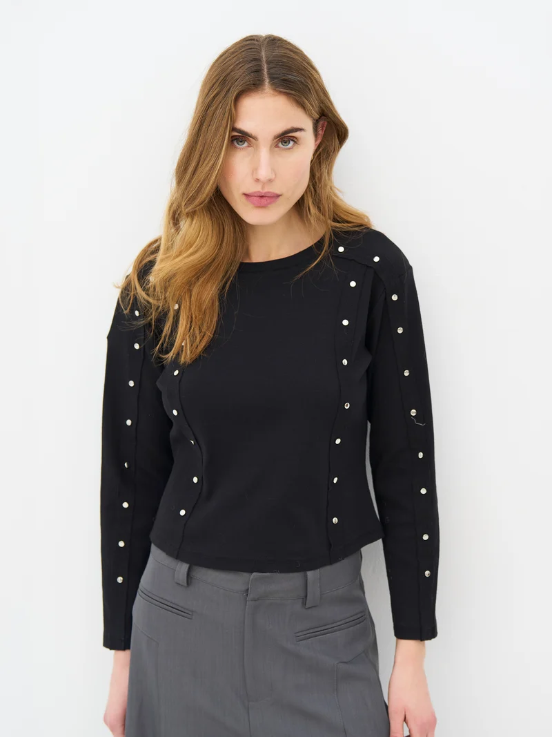 ERIN Langarm-T-Shirt - Schwarz