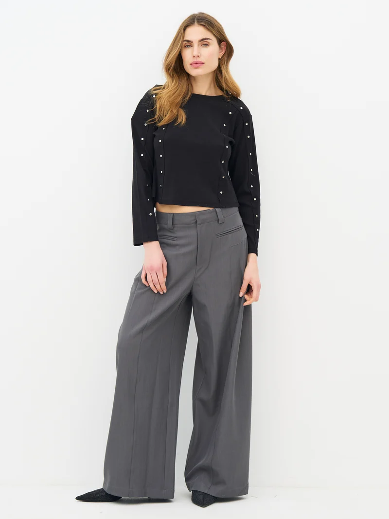 ERIN Langarm-T-Shirt - Schwarz