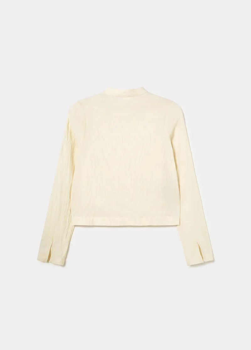 Jacquard blouse with button detail