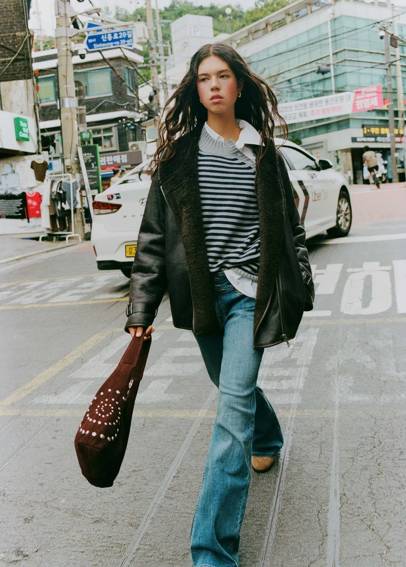 Reversible faux-leather biker jacket