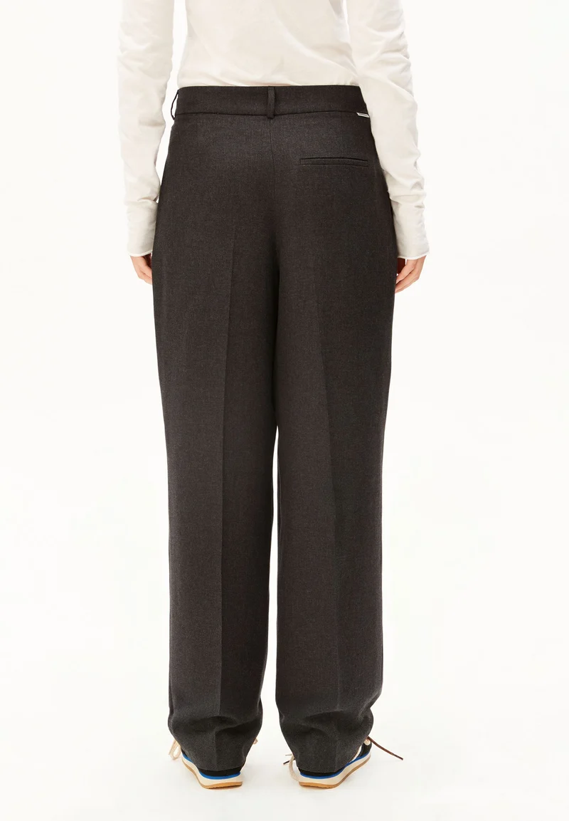 PREMIUM MELANGE WEITE BUNDFALTEN-HOSE | steel melange