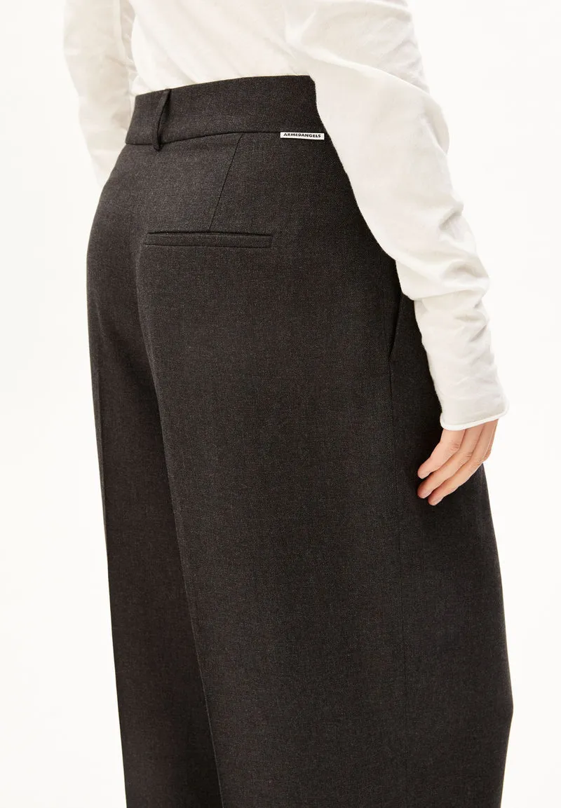 PREMIUM MELANGE WEITE BUNDFALTEN-HOSE | steel melange