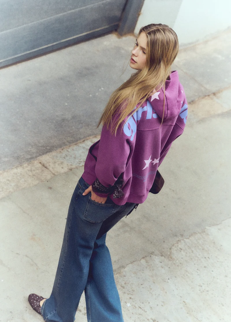 Star-print hooded sweatshirt