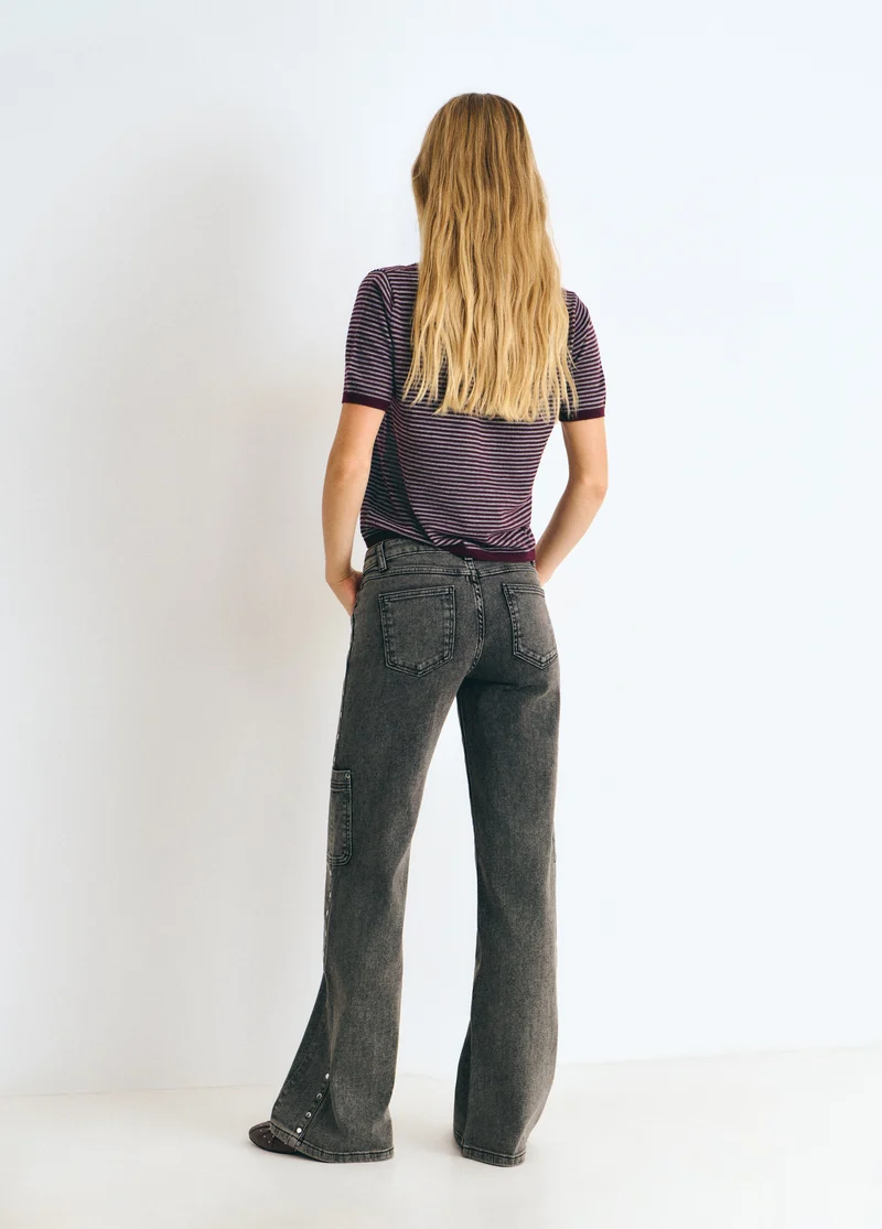 Denim with side studs and a cargo pocket