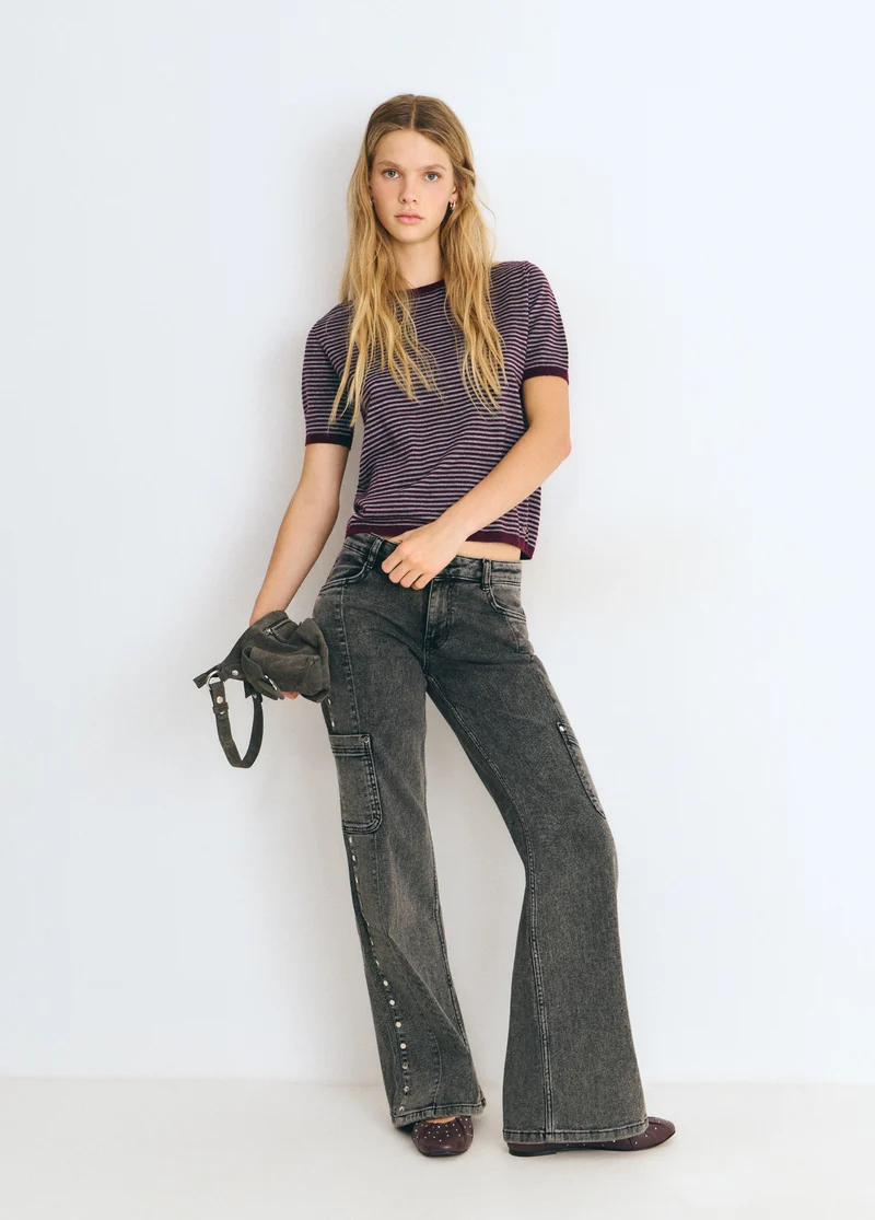Denim with side studs and a cargo pocket