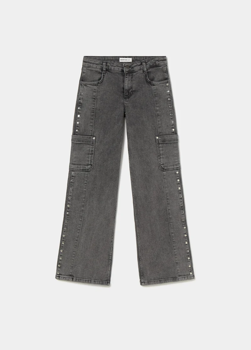 Denim with side studs and a cargo pocket