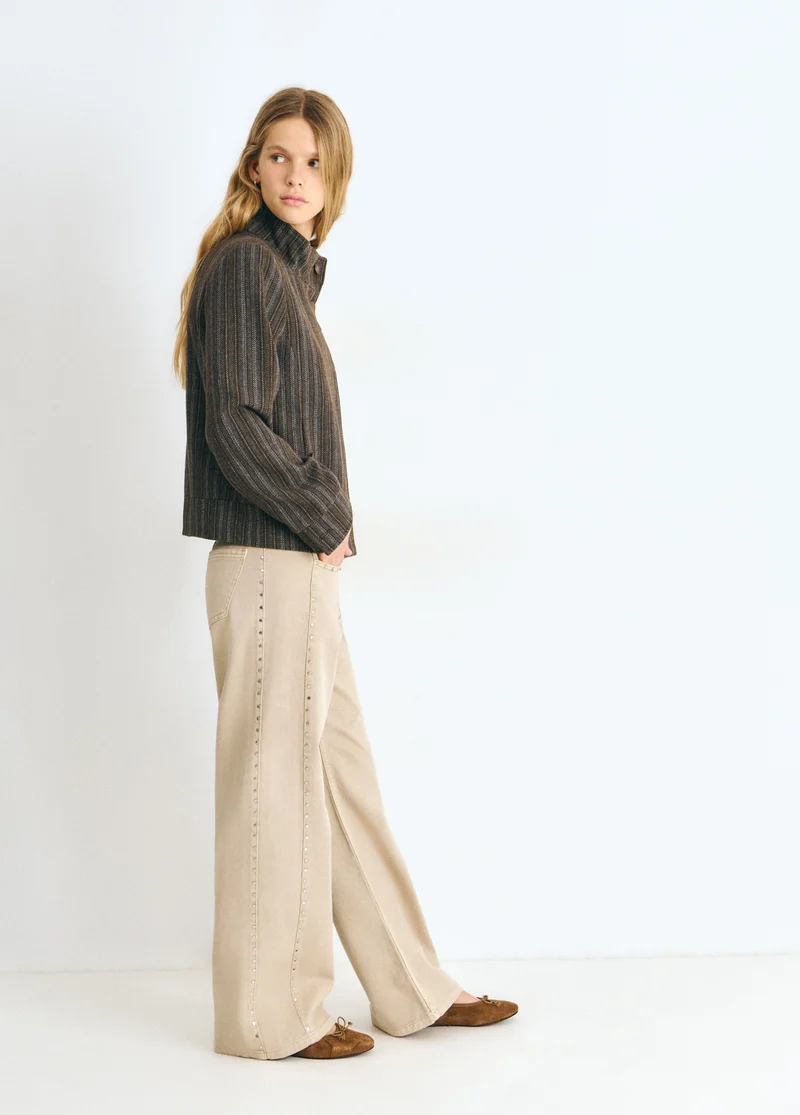 Straight-leg trousers with studs