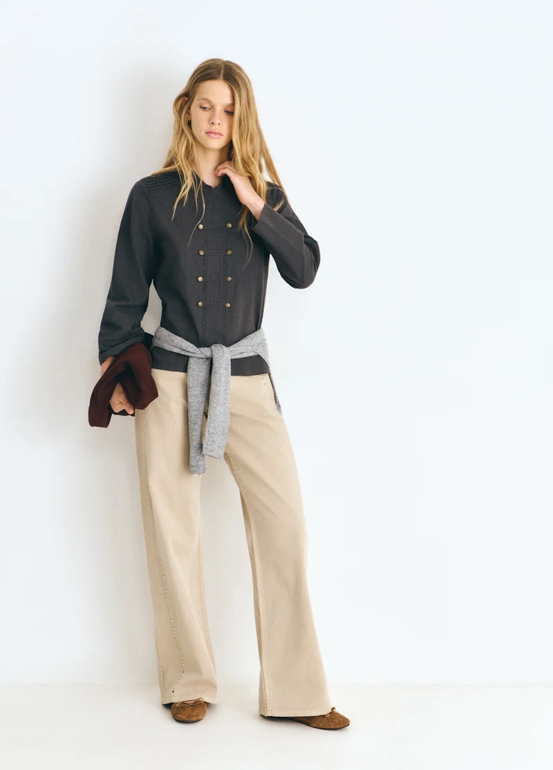 Straight-leg trousers with studs