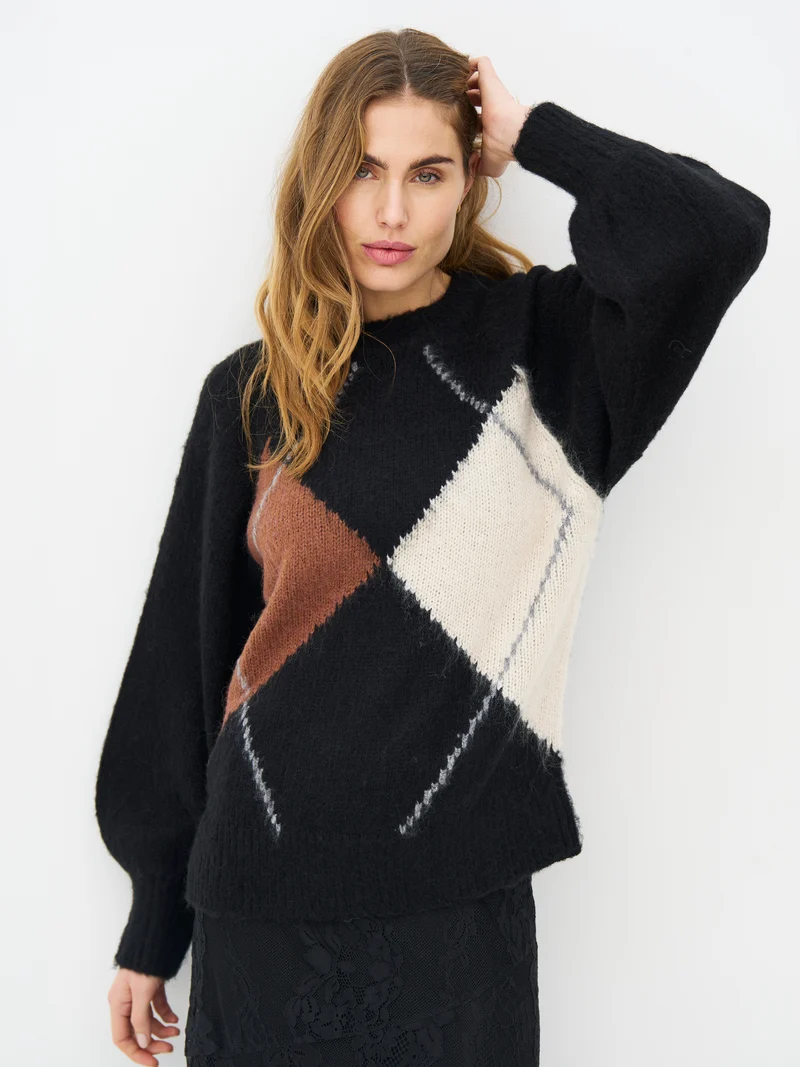 EVA Blouse Knit - Schwarz mix