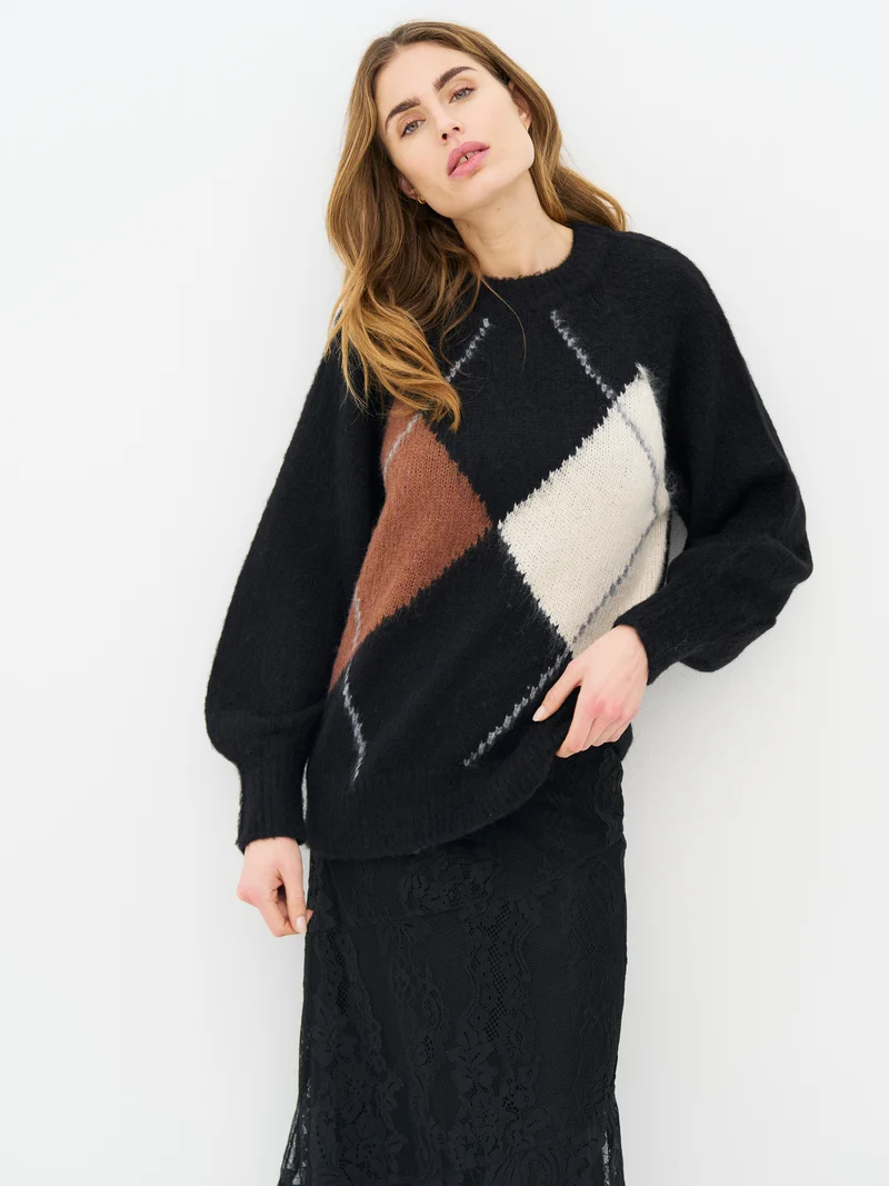 EVA Blouse Knit - Schwarz mix