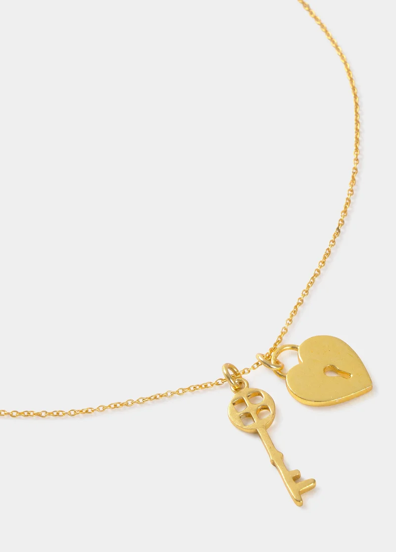 Key and heart necklace