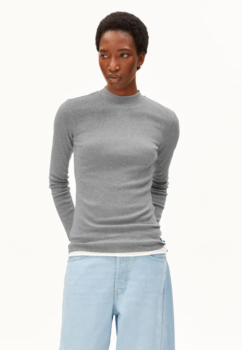FATIMAARA RIPP-LANGARMSHIRT | silver melange