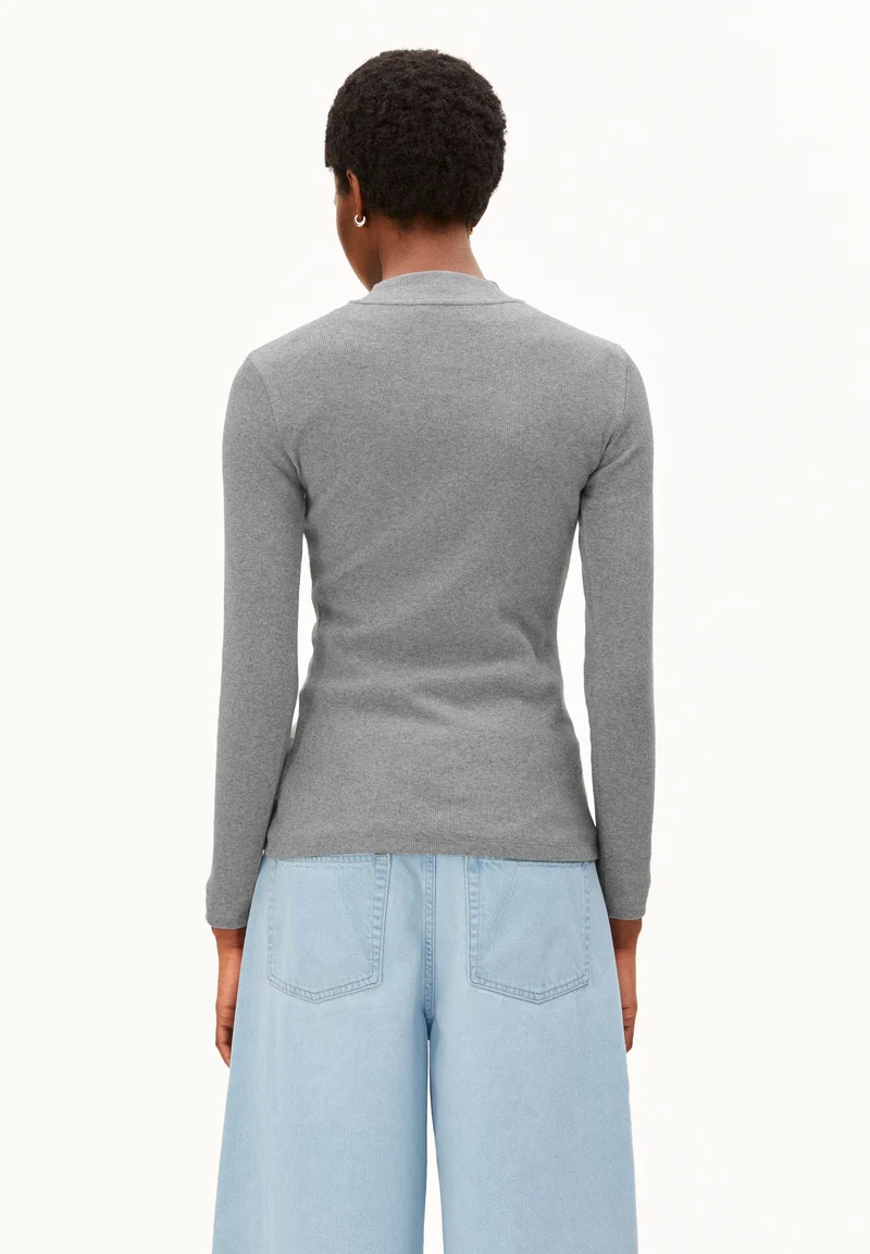 FATIMAARA RIPP-LANGARMSHIRT | silver melange