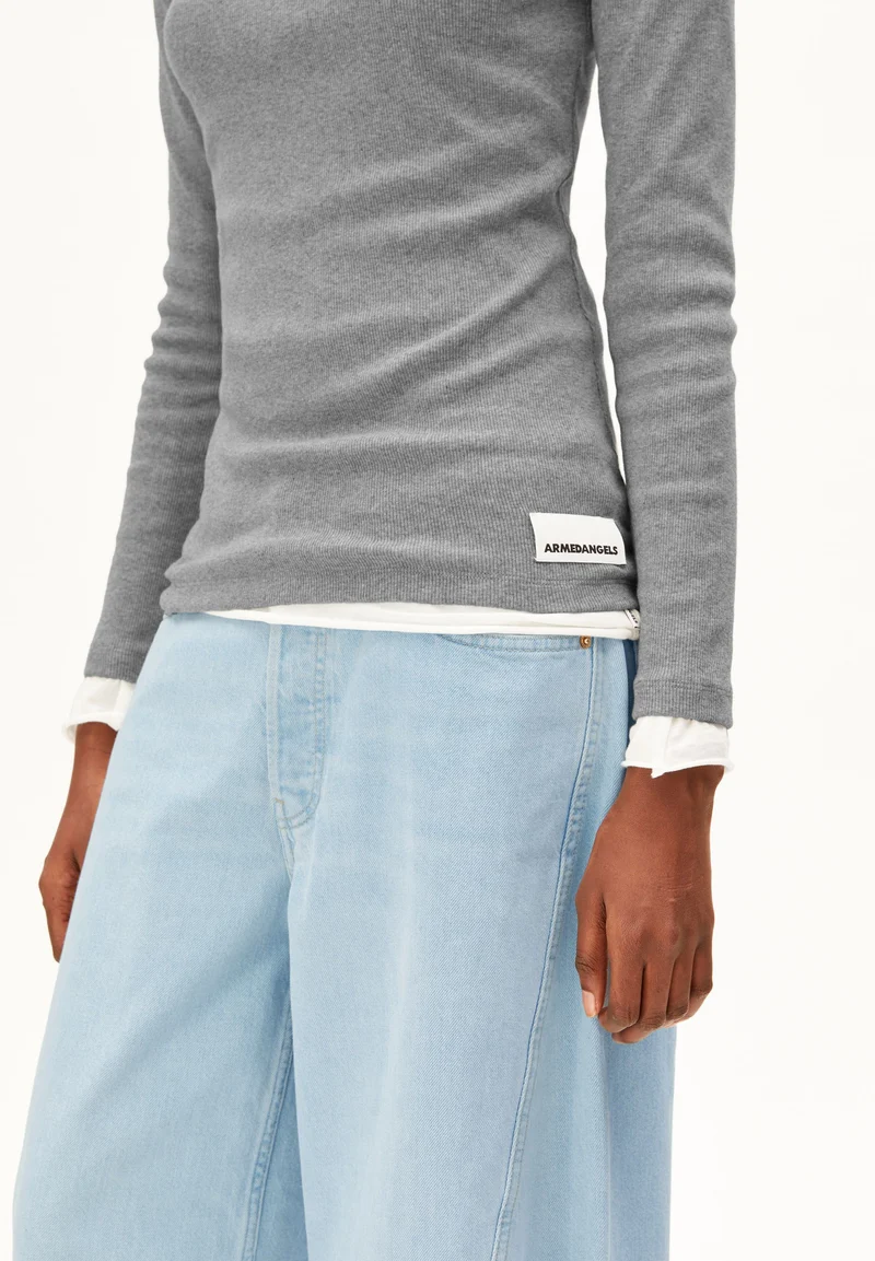 FATIMAARA RIPP-LANGARMSHIRT | silver melange